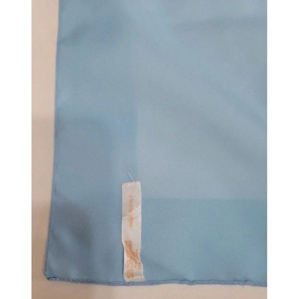 Vintage Italian Square Scarf 100% Polyester Solid Blue 26.5